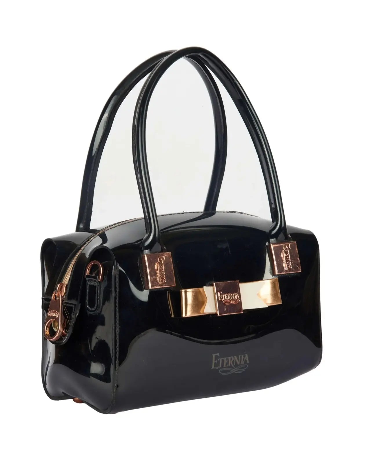 Eternia® Floral Structured Handbag – Water-Resistant Large Purse with Magnetic Flap, Premium Faux Leather & Detachable Strap - Black