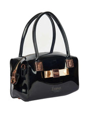 Eternia® Floral Structured Handbag – Water-Resistant Large Purse with Magnetic Flap, Premium Faux Leather & Detachable Strap - Black