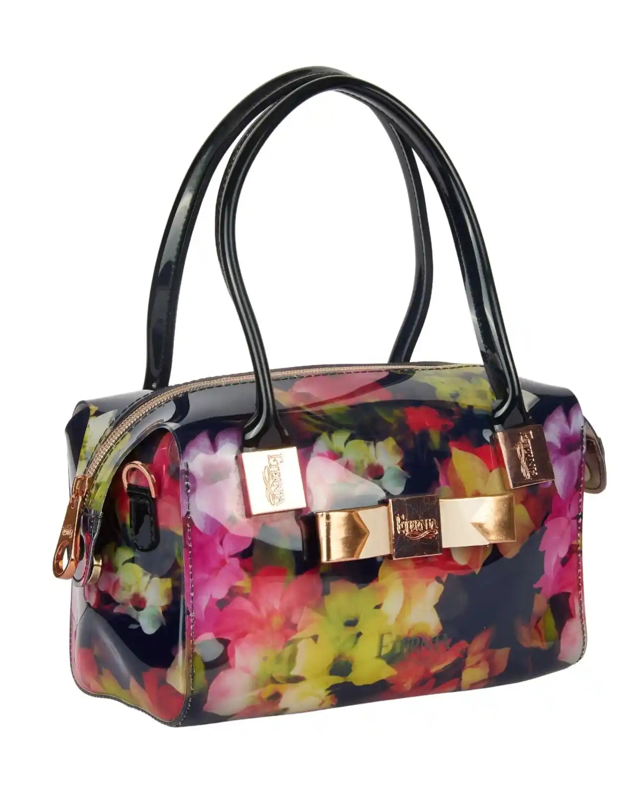 Eternia® Floral Structured Handbag – Water-Resistant Large Purse with Magnetic Flap, Premium Faux Leather & Detachable Strap - Noir Garden
