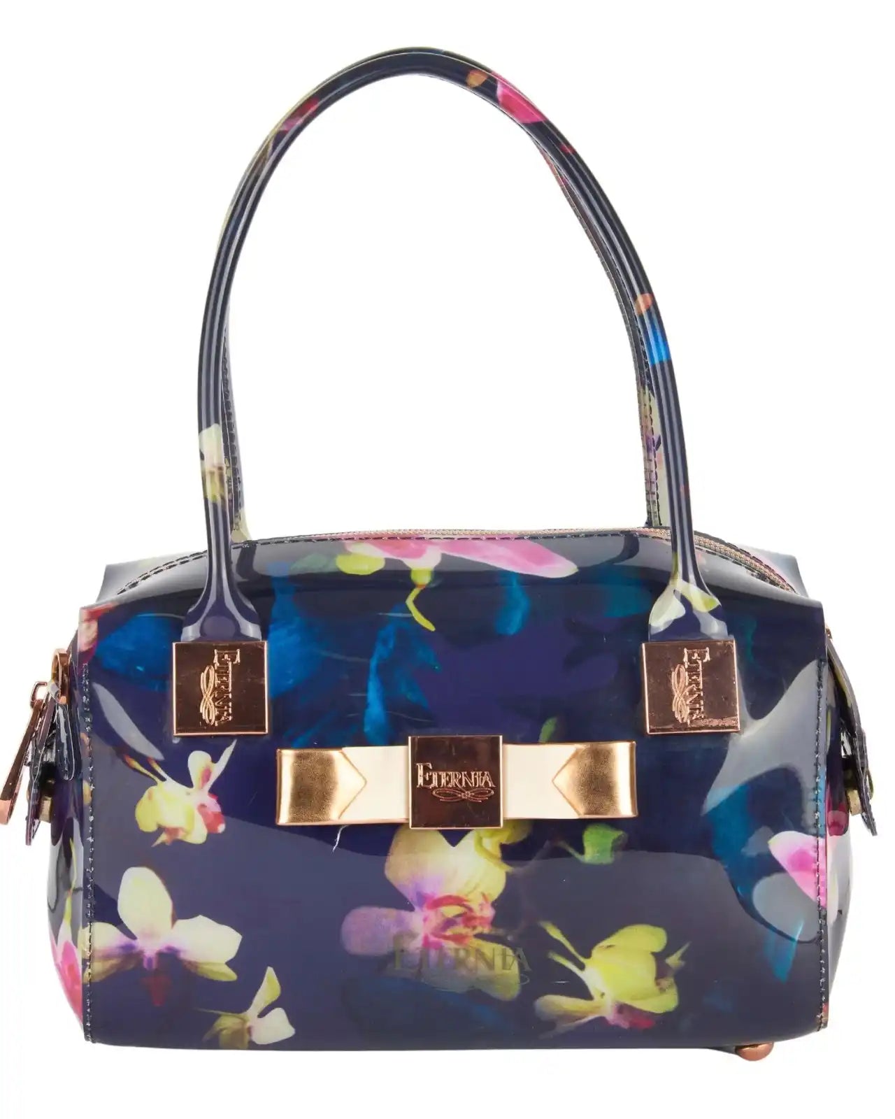 Eternia® Floral Structured Handbag – Water-Resistant Large Purse with Magnetic Flap, Premium Faux Leather & Detachable Strap - Midnight Bloom