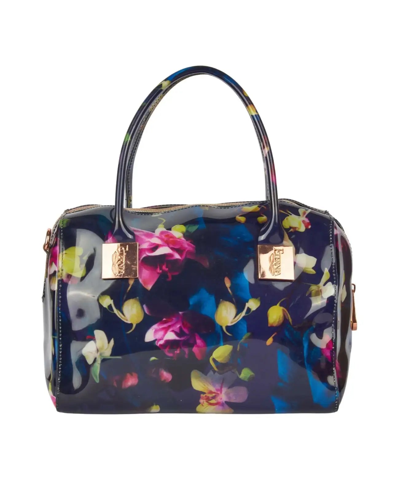 Eternia® Floral Structured Handbag – Water-Resistant Large Purse with Magnetic Flap, Premium Faux Leather & Detachable Strap - Midnight Bloom