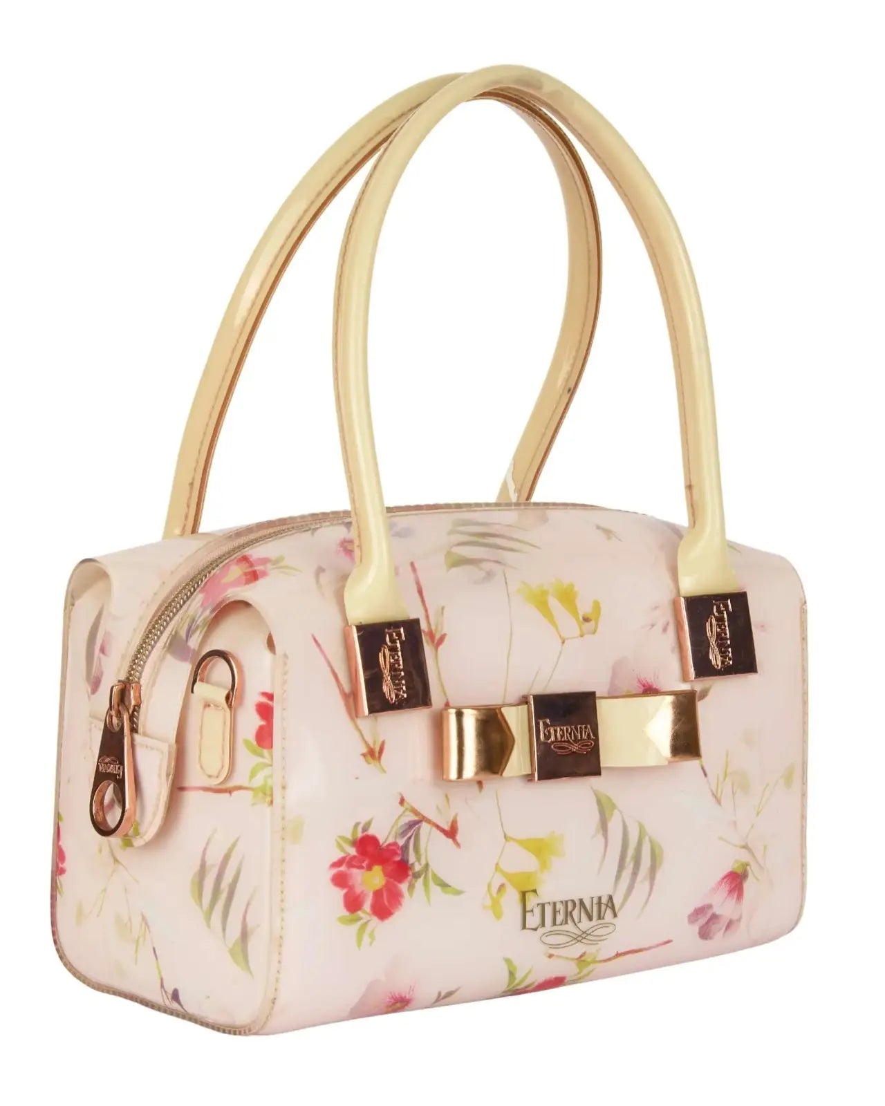 Eternia® Floral Structured Handbag – Water-Resistant Large Purse with Magnetic Flap, Premium Faux Leather & Detachable Strap - Blush Pink