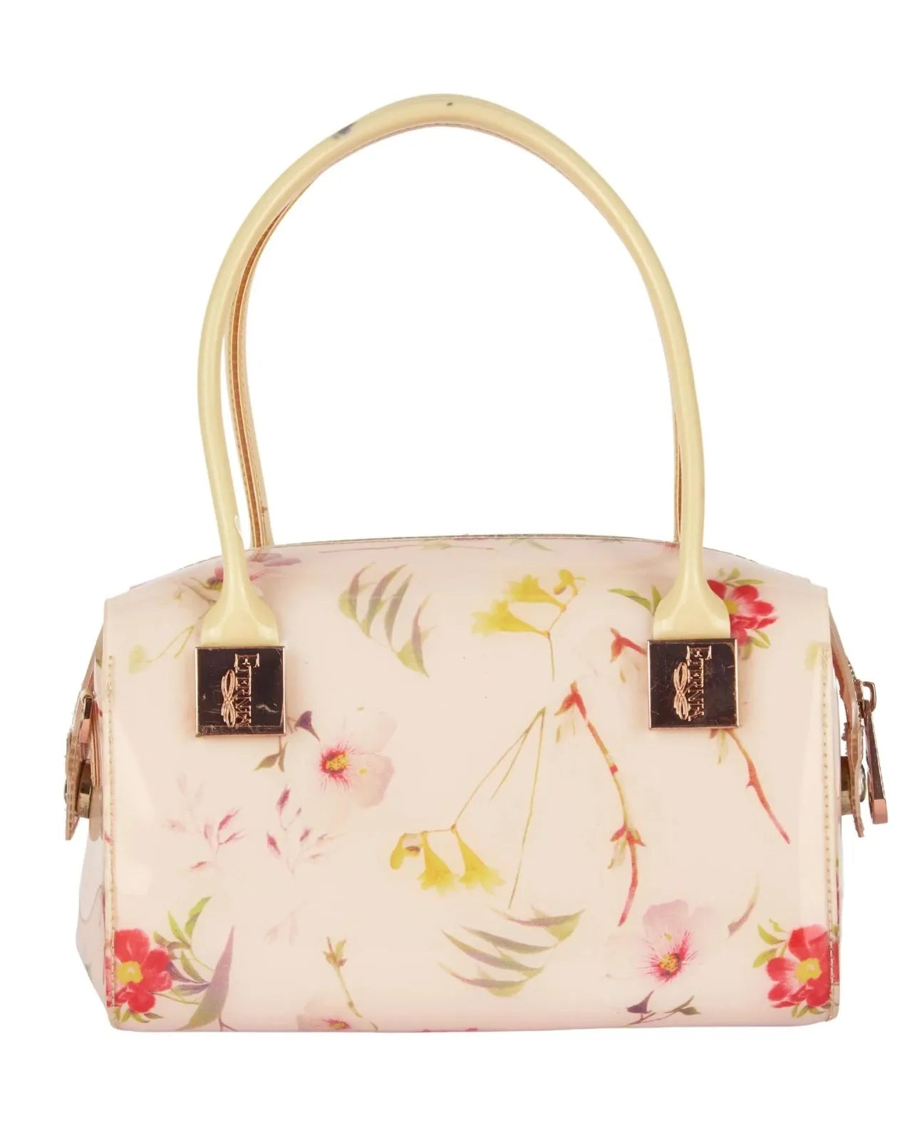 Eternia® Floral Structured Handbag – Water-Resistant Large Purse with Magnetic Flap, Premium Faux Leather & Detachable Strap - Blush Pink