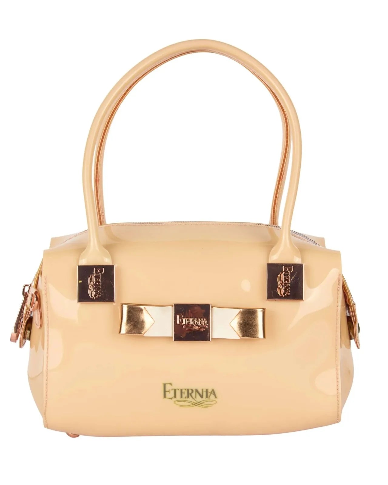 Eternia® Floral Structured Handbag – Water-Resistant Large Purse with Magnetic Flap, Premium Faux Leather & Detachable Strap - Cream