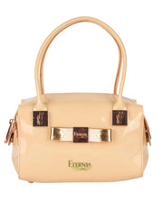 Eternia® Floral Structured Handbag – Water-Resistant Large Purse with Magnetic Flap, Premium Faux Leather & Detachable Strap - Cream
