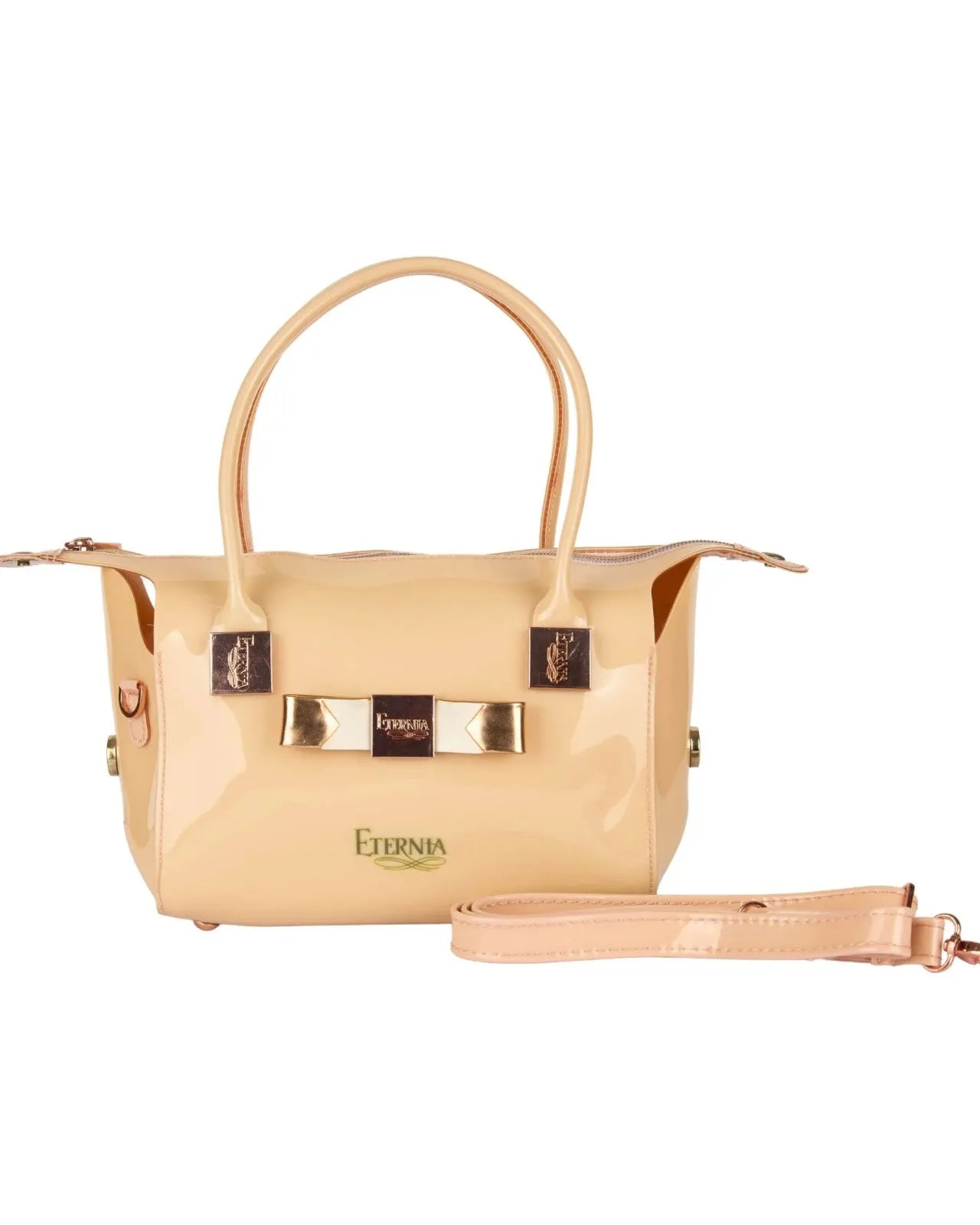 Eternia® Floral Structured Handbag – Water-Resistant Large Purse with Magnetic Flap, Premium Faux Leather & Detachable Strap - Cream