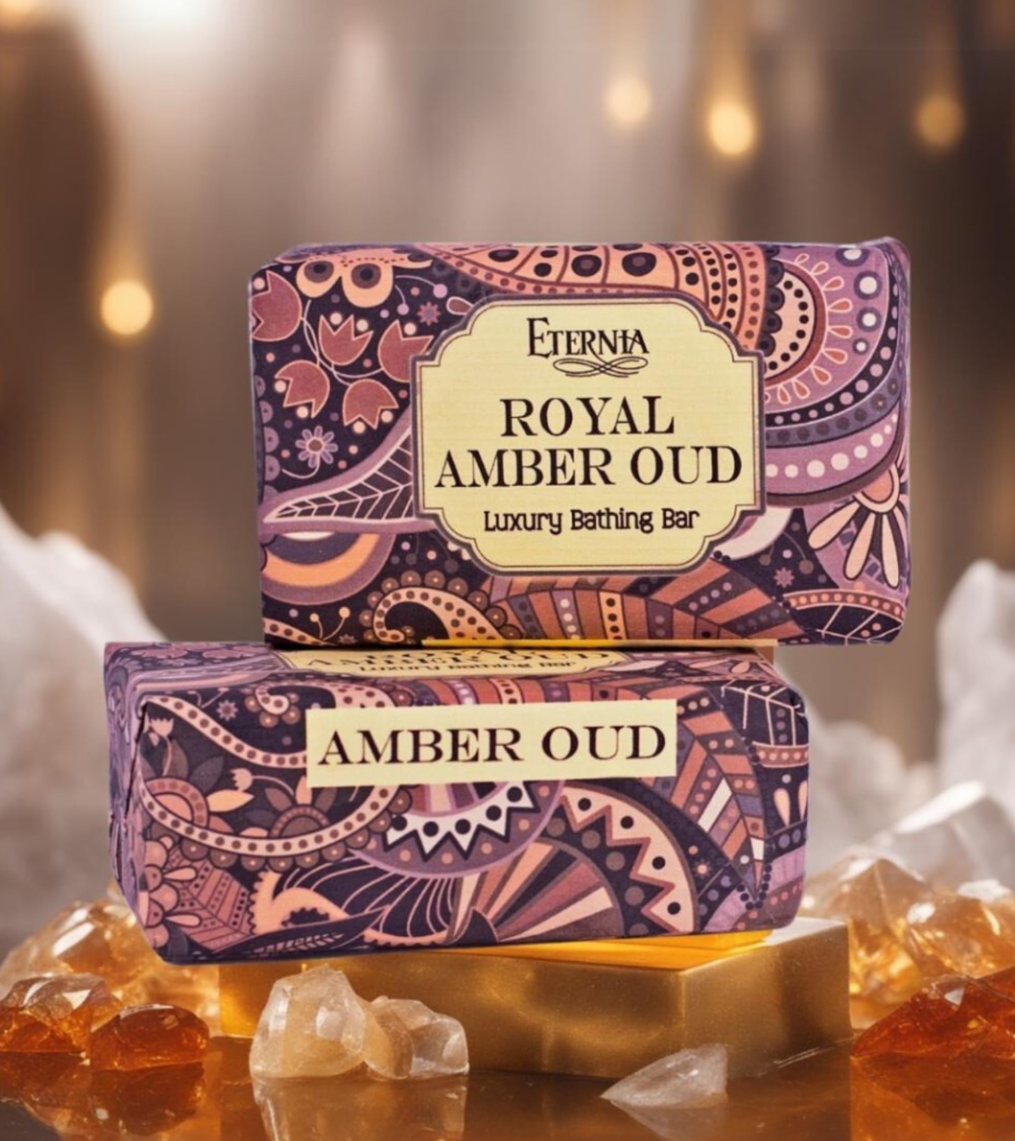 Eternia® Royal Amber Oud Luxury Soap Bar – Gentle, Hydrating & Refreshing Daily Face & Body Care
