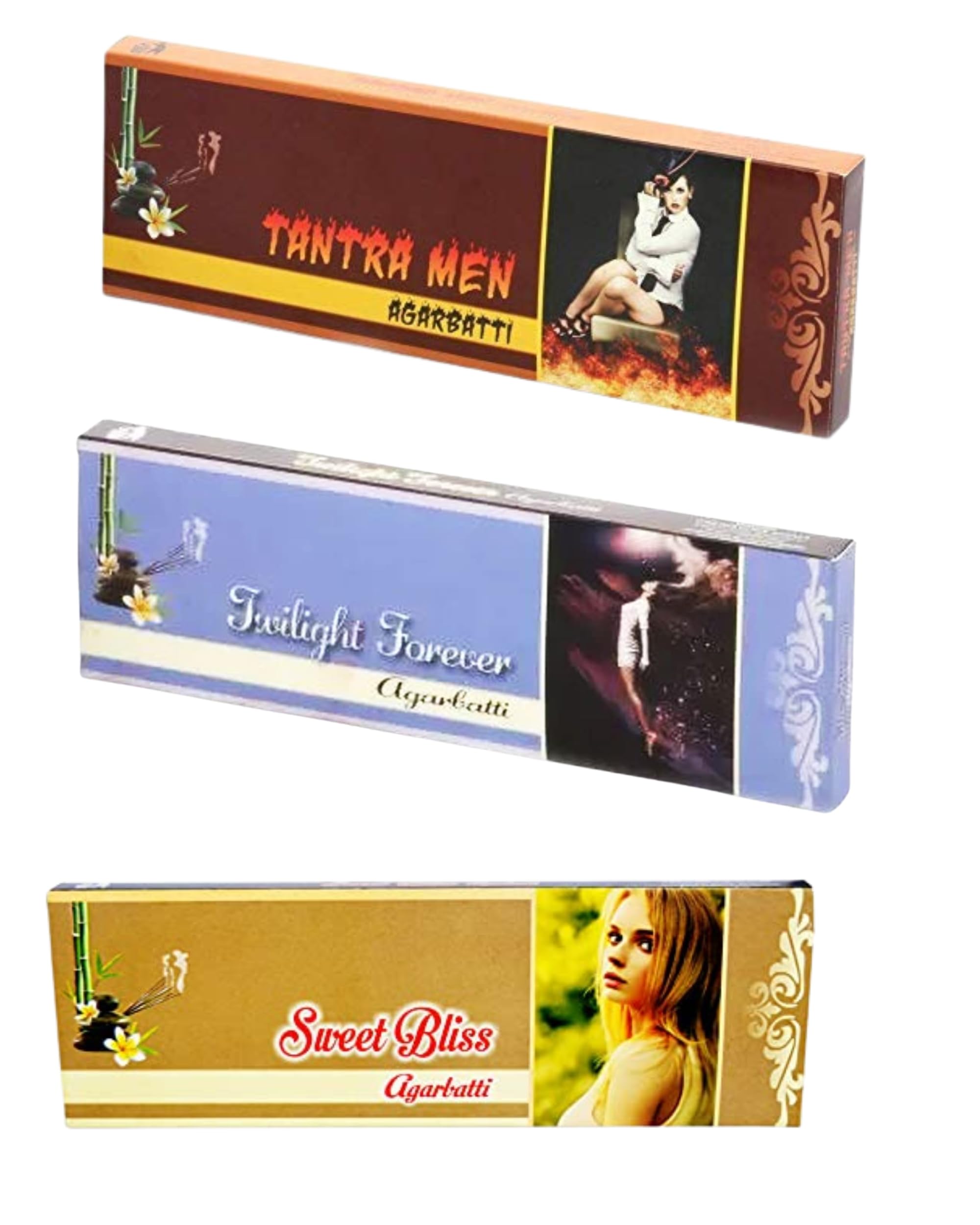 Eternia® Premium  Agarbatti Combo – Tantra Men, Twilight Forever & Sweet Bliss – Fragrant Aromatherapy for Relaxation and Ambience (Pack of 3)