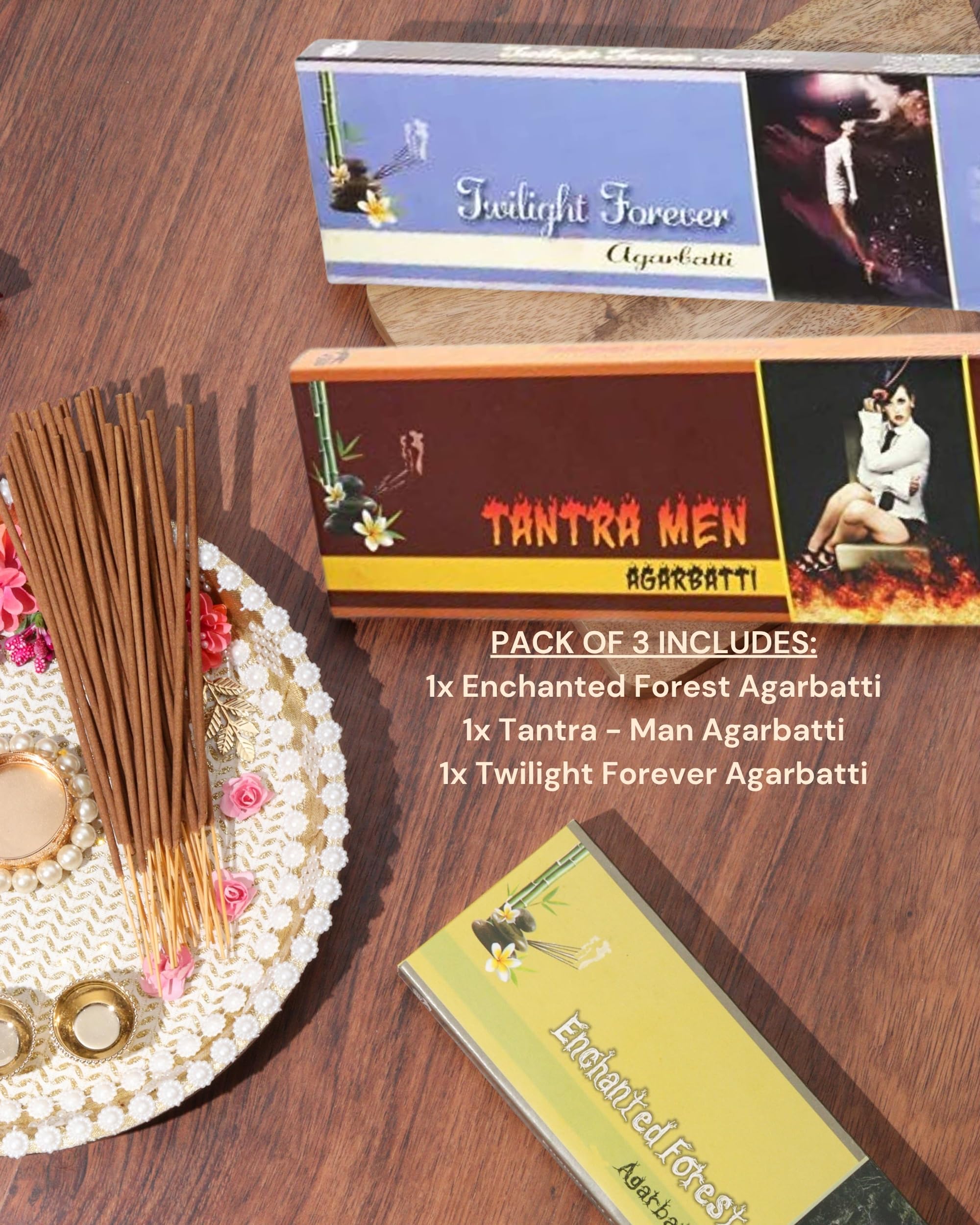 Eternia® Woodland Wonders Set Burning Incense Sticks | Long-Lasting Luxury Aromatic Agarbatti with Refreshing Soothing Fragrances | Pack of 3
