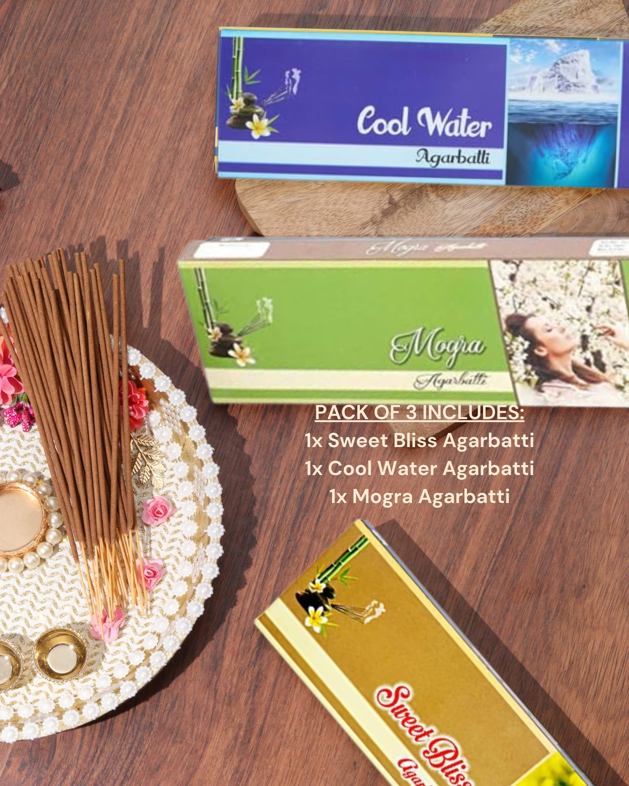 Eternia® Elegant Bliss Luxury Set Burning Incense Sticks | Long-Lasting Aromatic Agarbatti for Soothing Fragrances | for Men & Women | Pack of 3