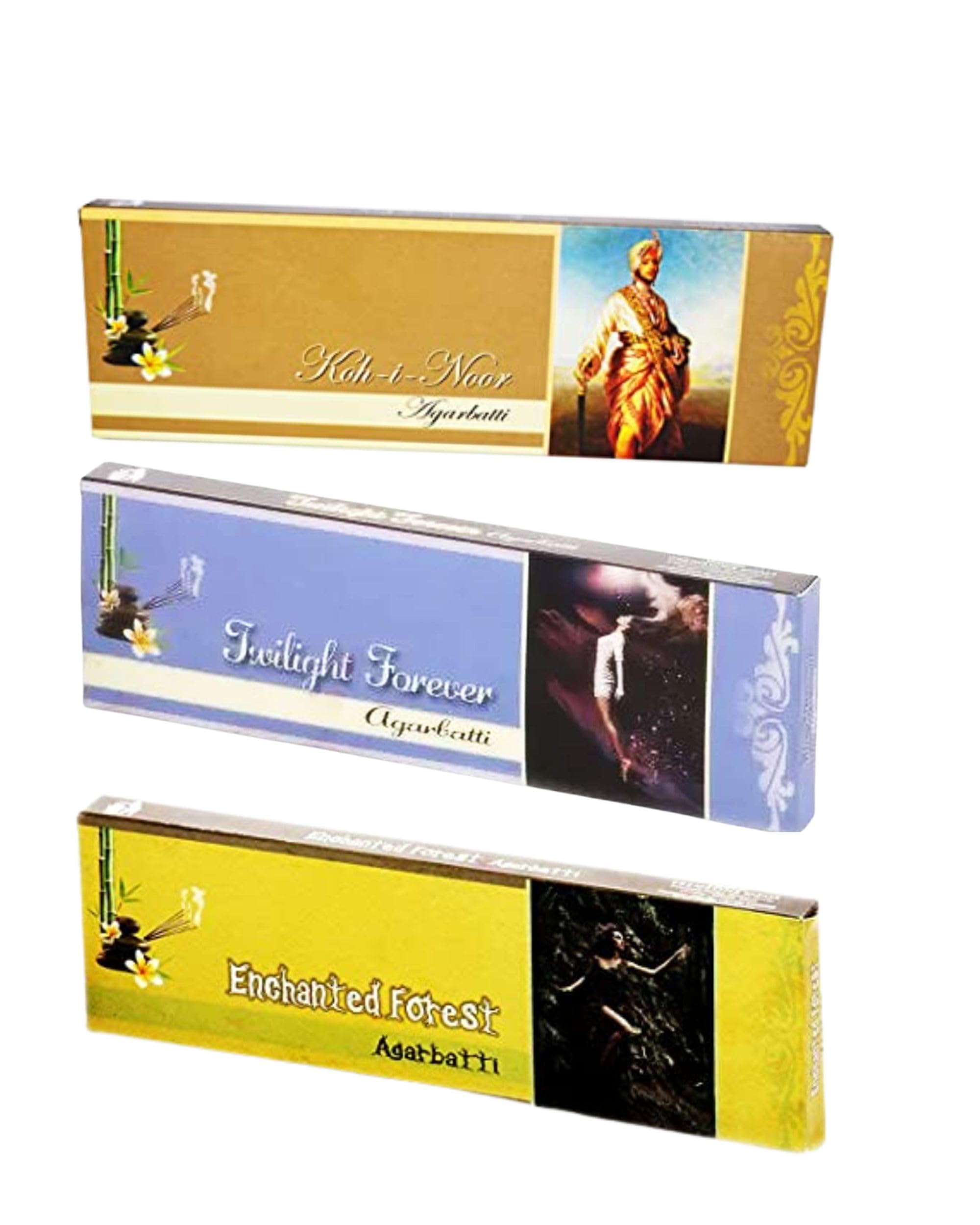 Eternia® Premium Agarbatti Combo Pack – Koh-i-Noor, Twilight Forever & Enchanted Forest | Long-Lasting Aromatic Incense Sticks for Meditation, Relaxation & Home Fragrance (Pack of 3)