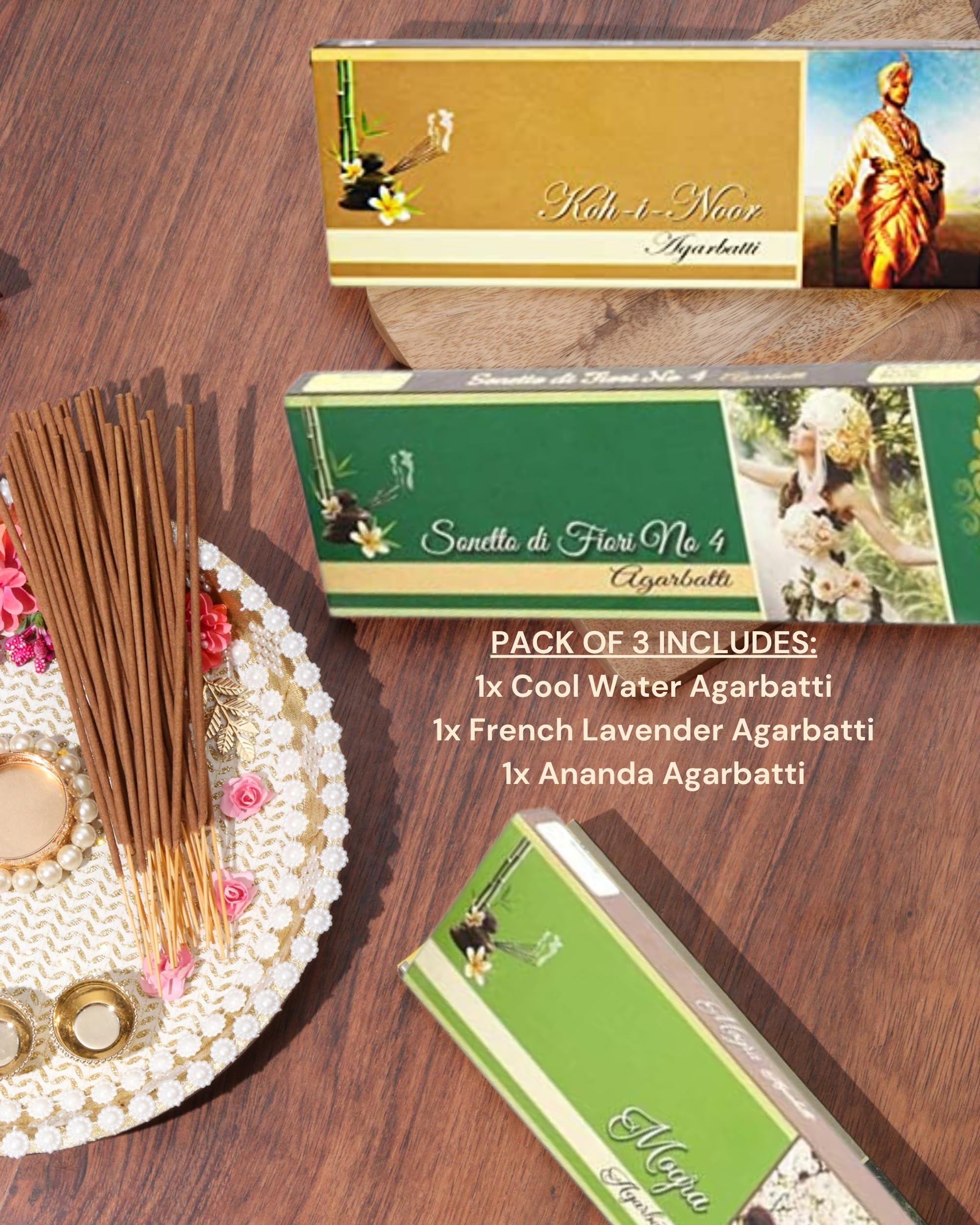 Eternia® Exotic Flora Set Burning Incense Sticks | Long-Lasting Luxury Aromatic Agarbatti with Refreshing Soothing Fragrances | For Men & Women | Pack of 3