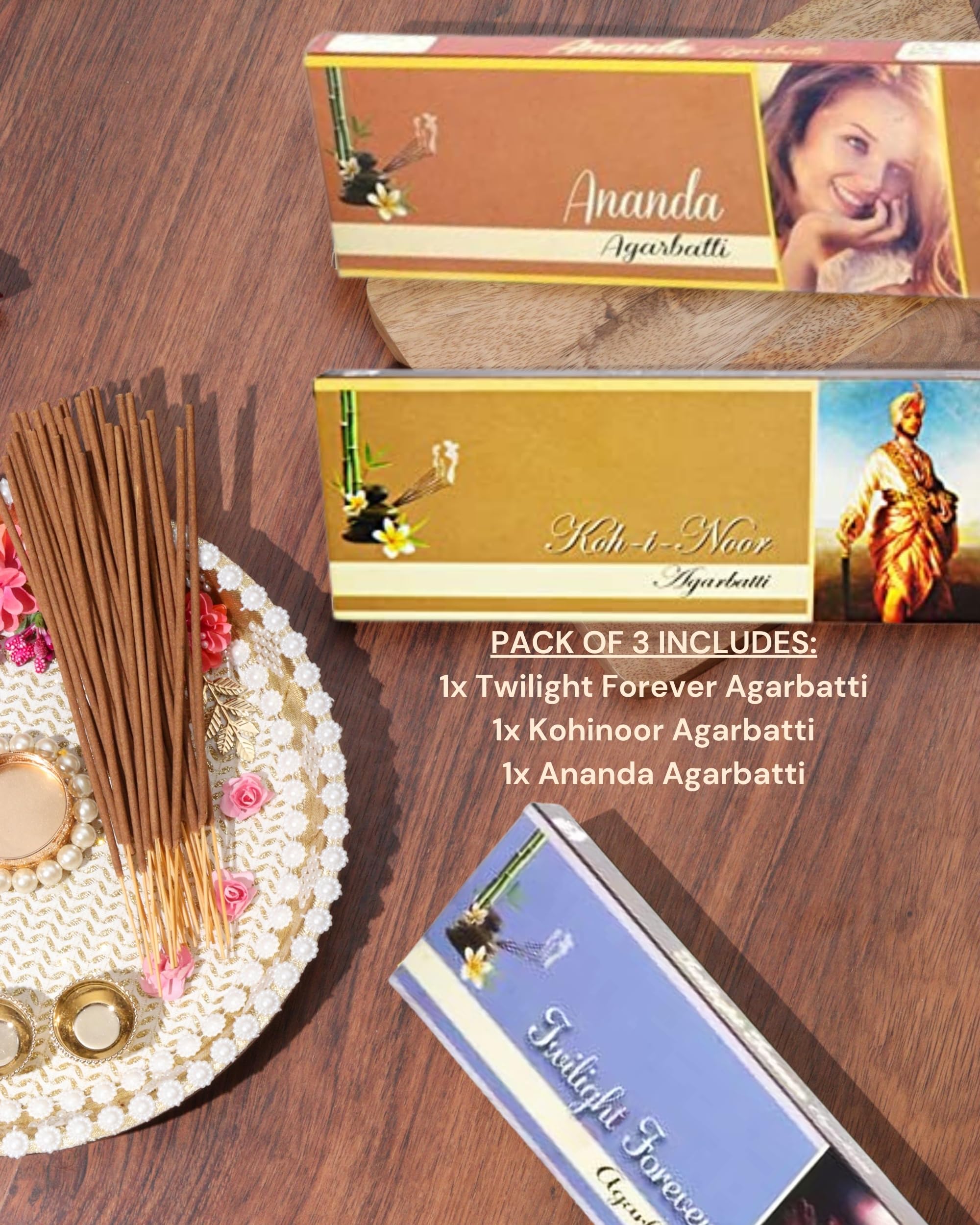 Eternia® Timeless Tranquility Set Burning Incense Sticks | Long-Lasting Luxury Aromatic Agarbatti for Soothing Fragrances | for Men, Women | Pack of 3