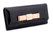 Eternia® Floral Clutch Wallet with Magnetic Flap – Water-Resistant Purse with Card Slots – Black
