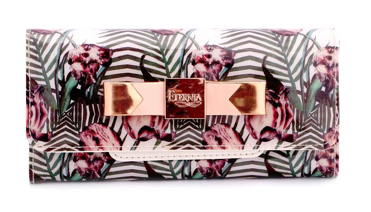 Eternia® Floral Clutch Wallet with Magnetic Flap – Water-Resistant Purse with Card Slots – Tropical Paradise