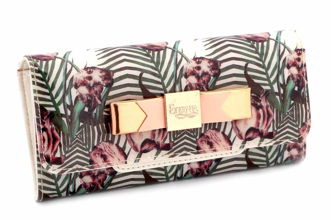 Eternia® Floral Clutch Wallet with Magnetic Flap – Water-Resistant Purse with Card Slots – Tropical Paradise