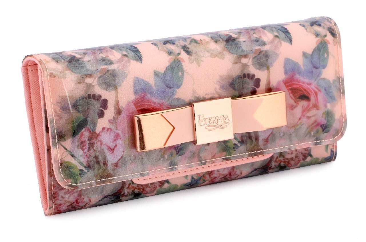Eternia® Floral Clutch Wallet with Magnetic Flap – Water-Resistant Purse with Card Slots – Rose Garden