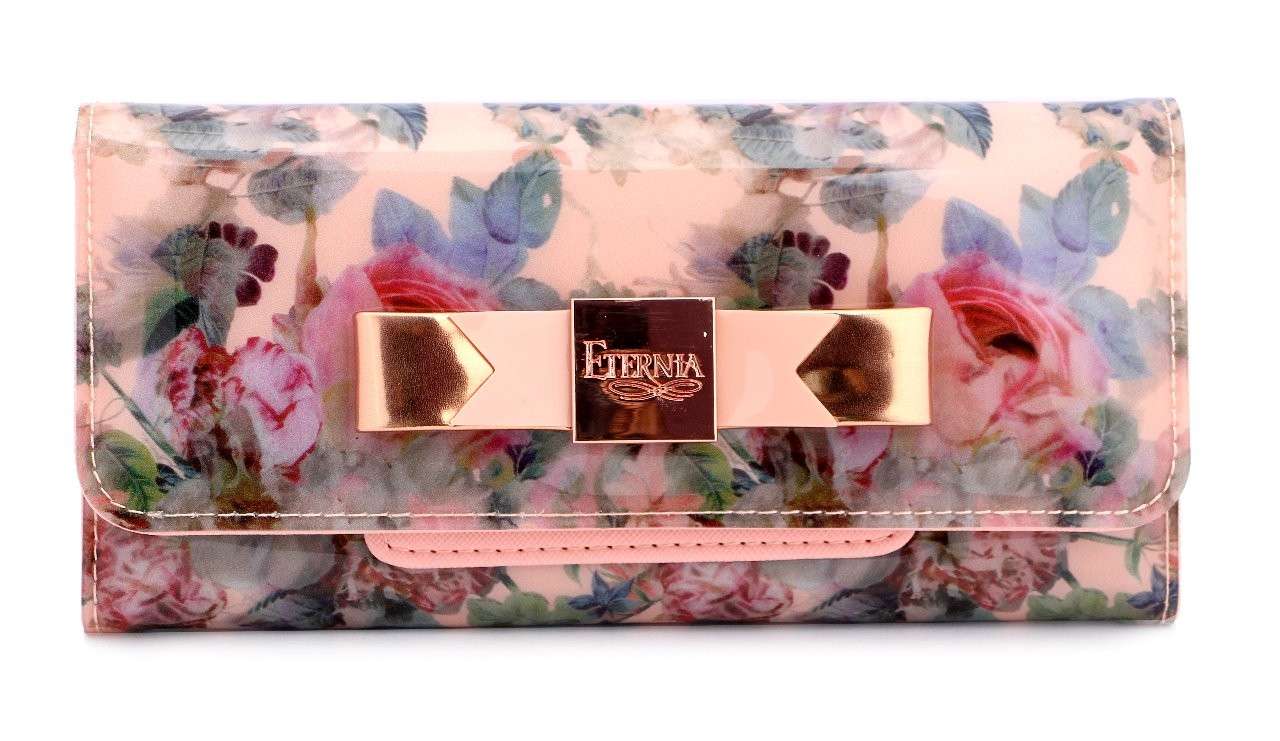 Eternia® Floral Clutch Wallet with Magnetic Flap – Water-Resistant Purse with Card Slots – Rose Garden