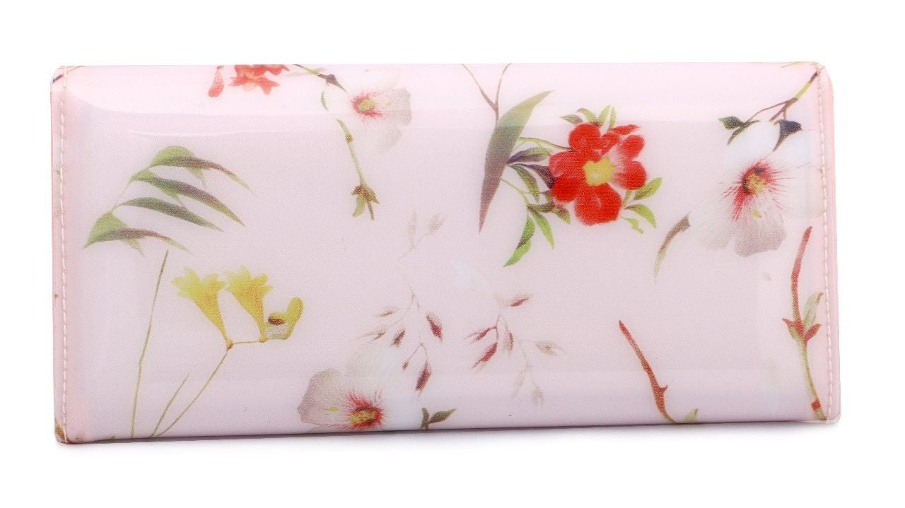Eternia® Floral Clutch Wallet with Magnetic Flap – Water-Resistant Purse with Card Slots – Blush Pink with Pastel Floral Print