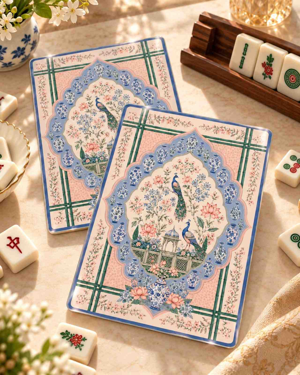 Premsons® Mahjong Shufflers Set of 2, Emperor's Garden, 5.25 x 7.75 Inch