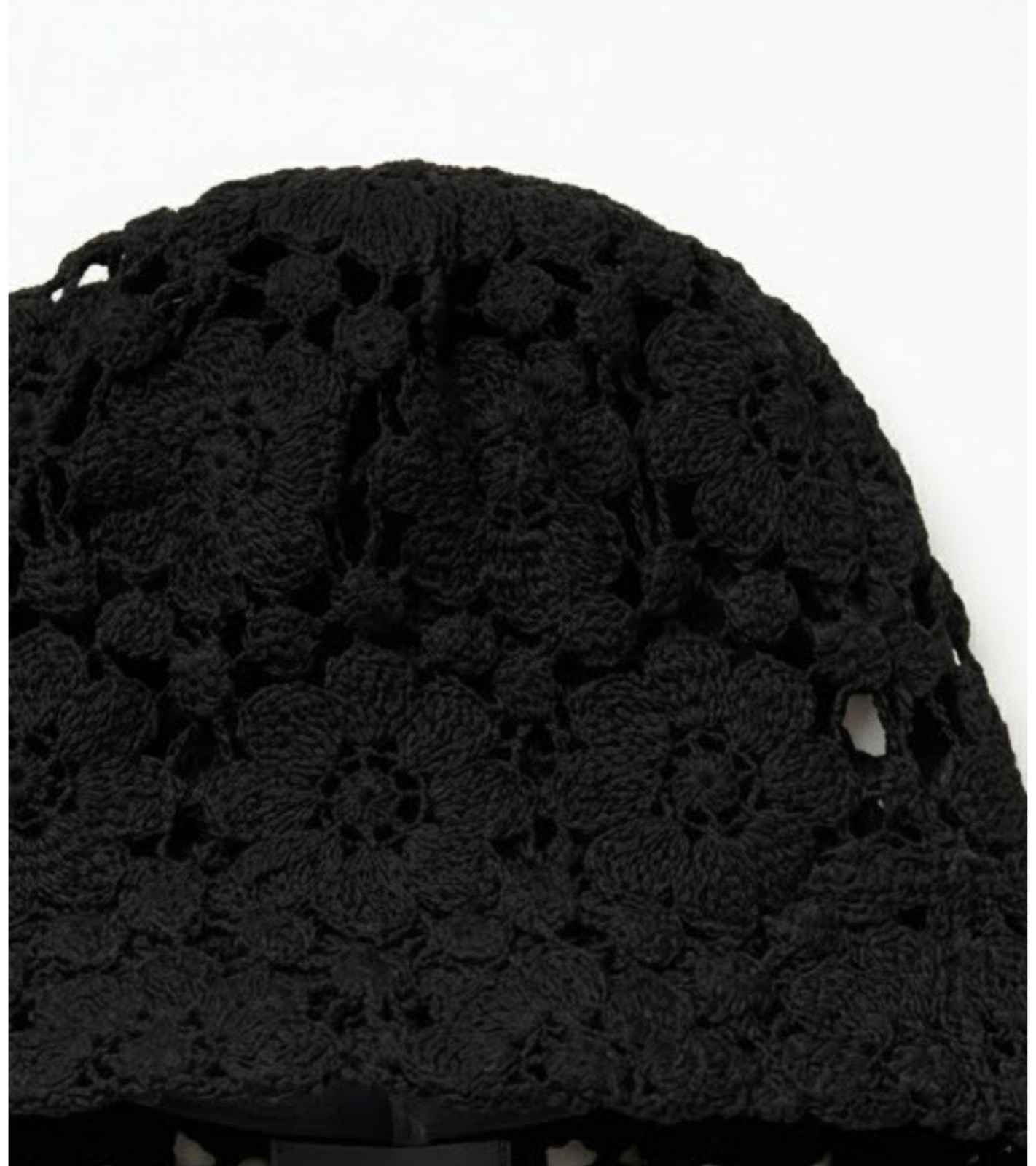 Eternia® Crochet Lace Bucket Cap – Floral Open Knit Design – Black