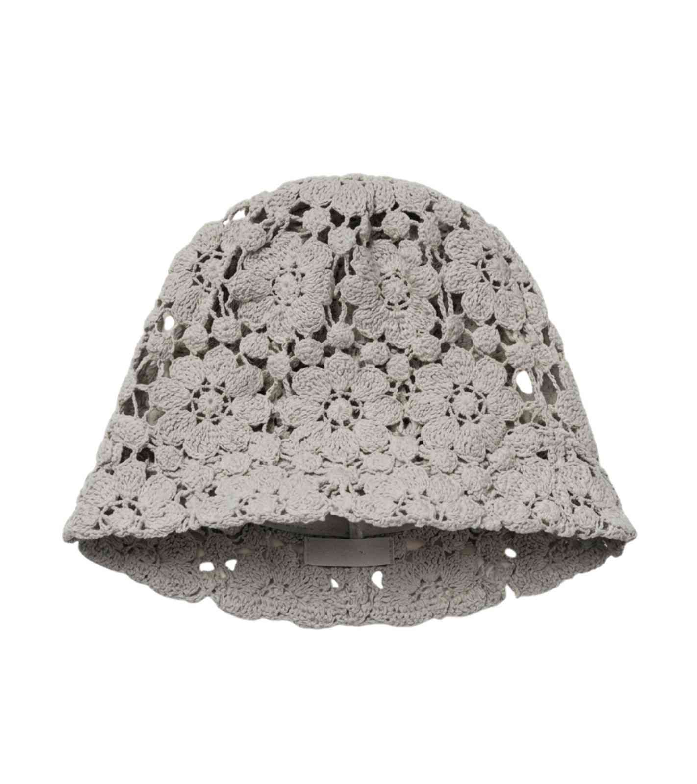 Eternia® Crochet Lace Bucket Cap – Floral Open Knit Design – Grey