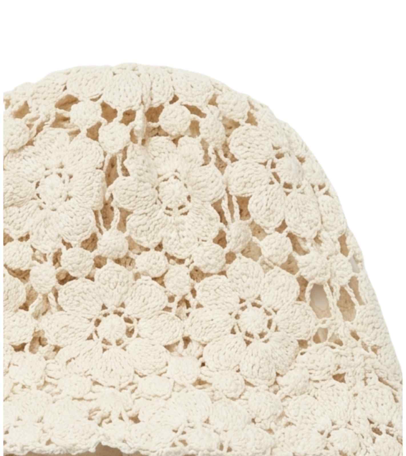 Eternia® Crochet Lace Bucket Cap – Floral Open Knit Design – Ivory