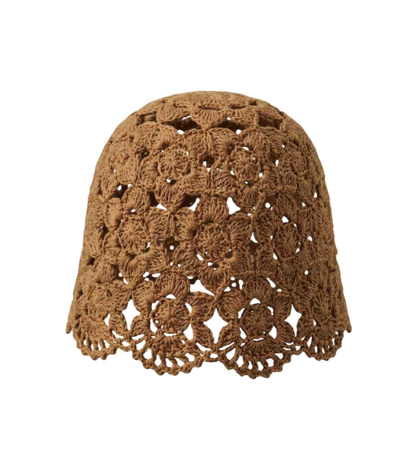 Eternia® Crochet Lace Cap – Floral Open Knit Design – Brown