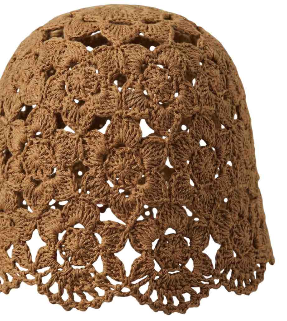 Eternia® Crochet Lace Cap – Floral Open Knit Design – Brown