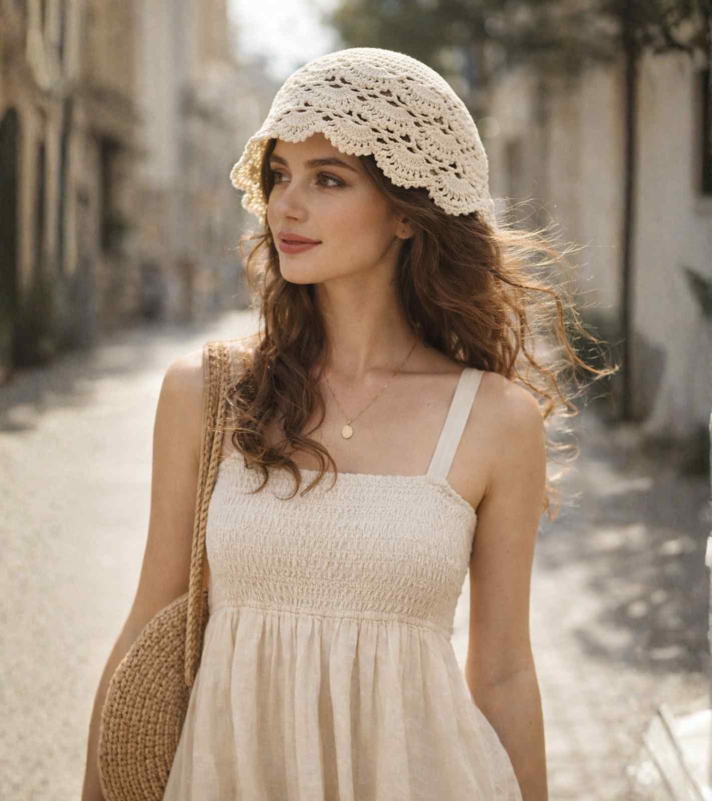 Eternia® Crochet Lace Cap – Floral Open Knit Design – Ivory