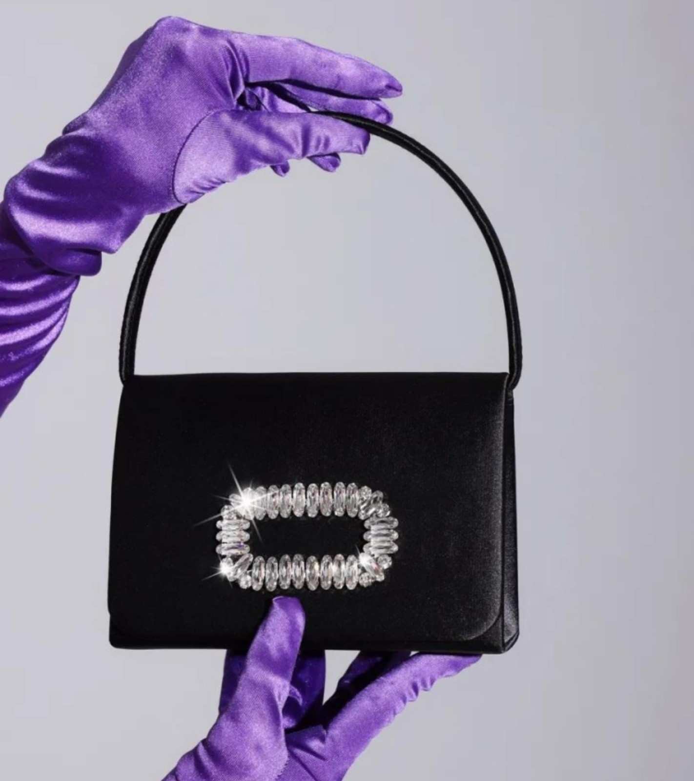 Eternia® Crystal Buckle Shoulder Bag – Rhinestone Statement Detail – Black
