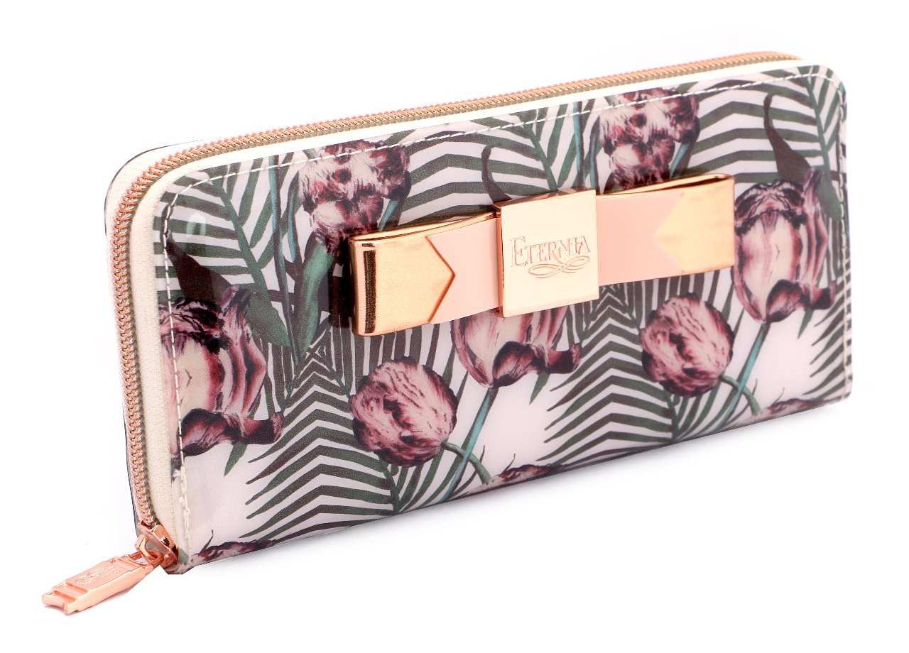 Eternia® Zippered Wallet – Bold Floral Print Purse in Water-Resistant Finish – Tropical