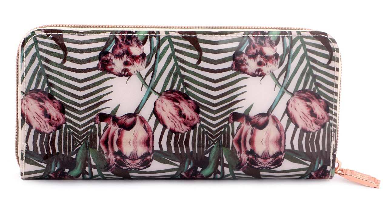 Eternia® Zippered Wallet – Bold Floral Print Purse in Water-Resistant Finish – Tropical