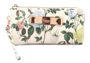 Eternia® Zippered Wallet with Wrist Strap – Bold Floral Print Purse in Water-Resistant Finish – White - Multicolour
