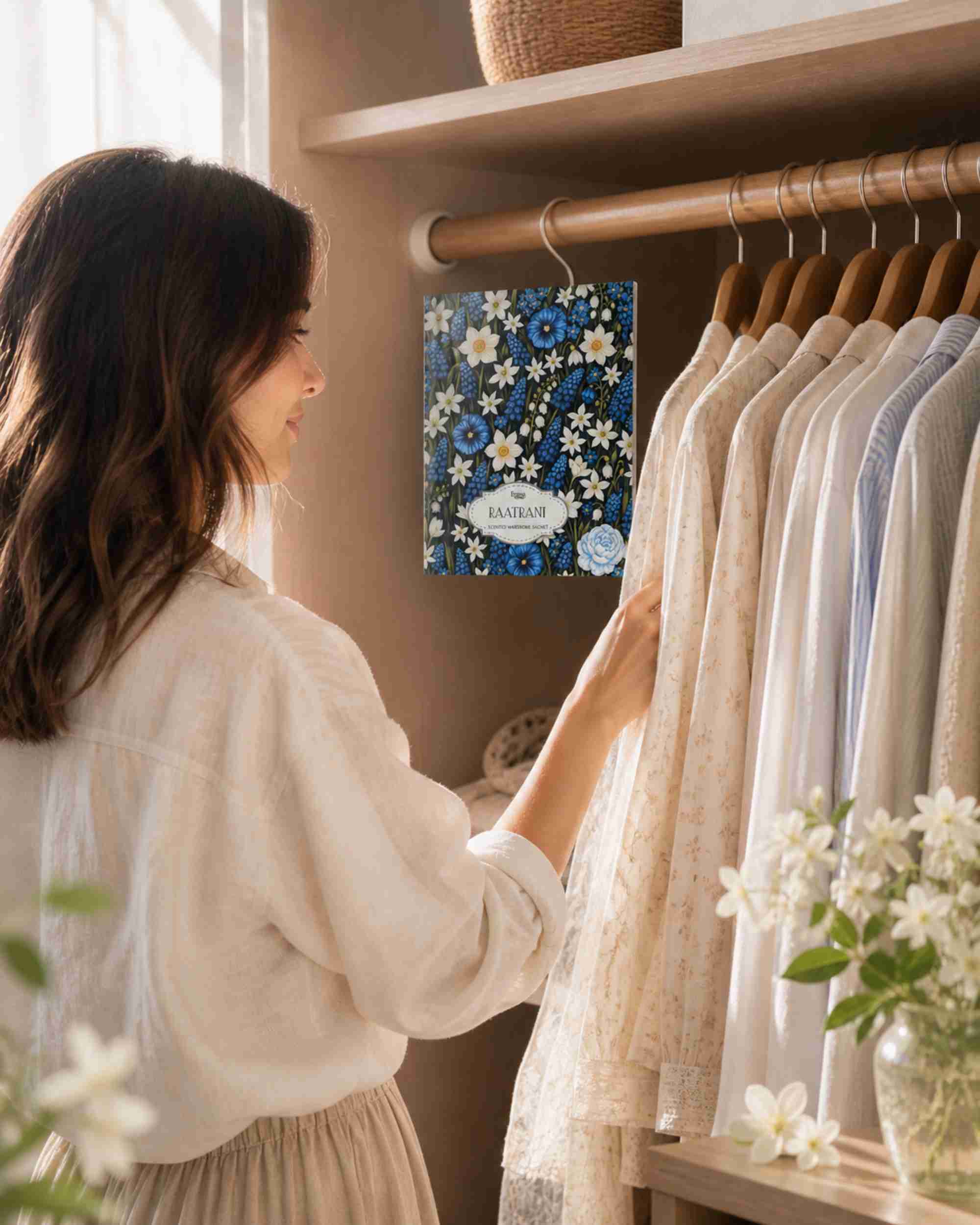 Eternia® Raatrani Wardrobe Sachet – Luxury Night Bloom Fragrance for Closets, Drawers & Linen Spaces