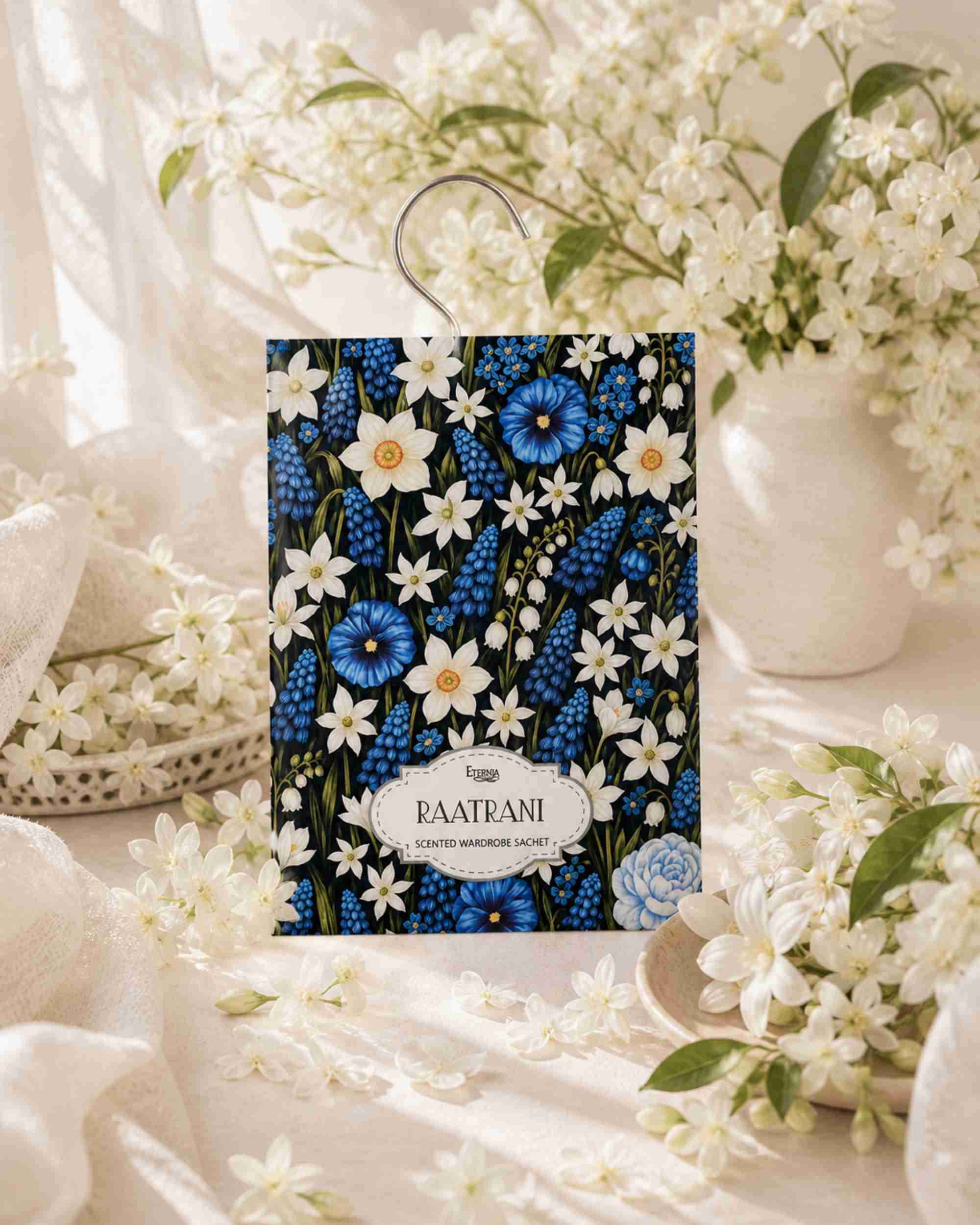 Eternia® Raatrani Wardrobe Sachet – Luxury Night Bloom Fragrance for Closets, Drawers & Linen Spaces