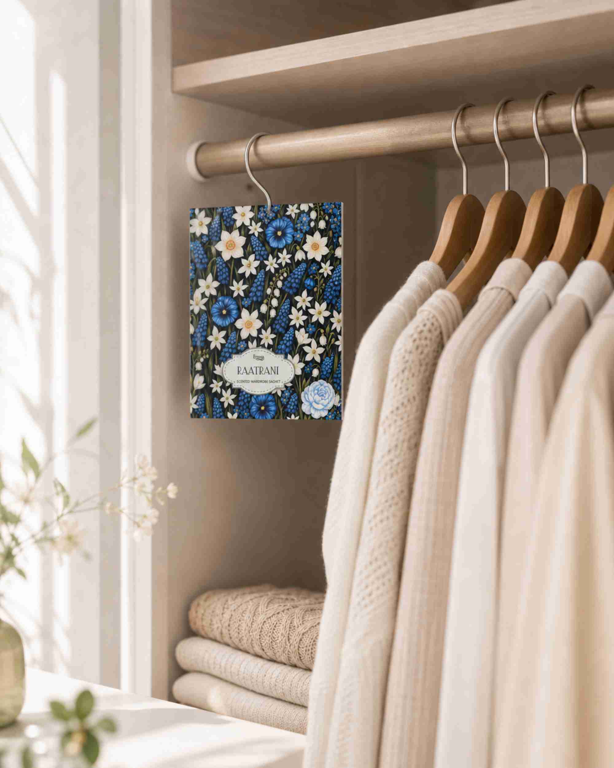 Eternia® Raatrani Wardrobe Sachet – Luxury Night Bloom Fragrance for Closets, Drawers & Linen Spaces