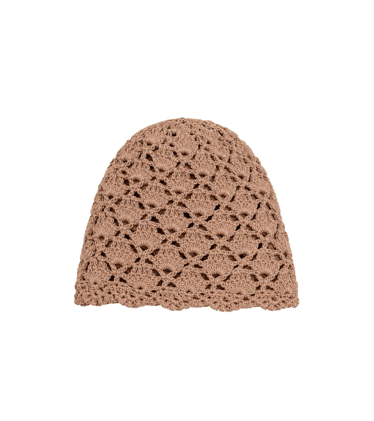 Eternia® beige crochet cap with openwork diamond pattern