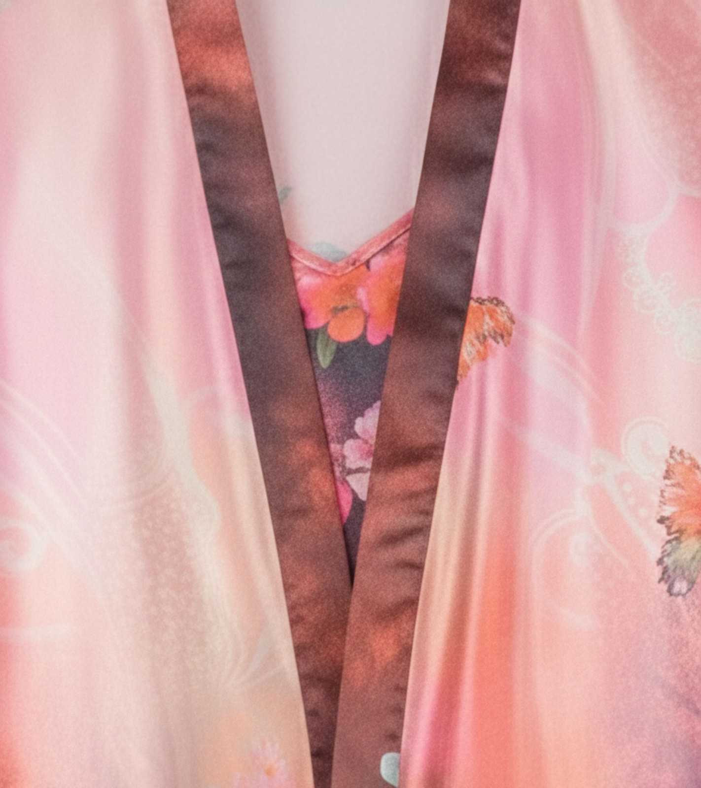 Eternia® Rosé Garden Nightdress & Robe Set – Butterfly & Floral Print – Blush Pink – Free Size