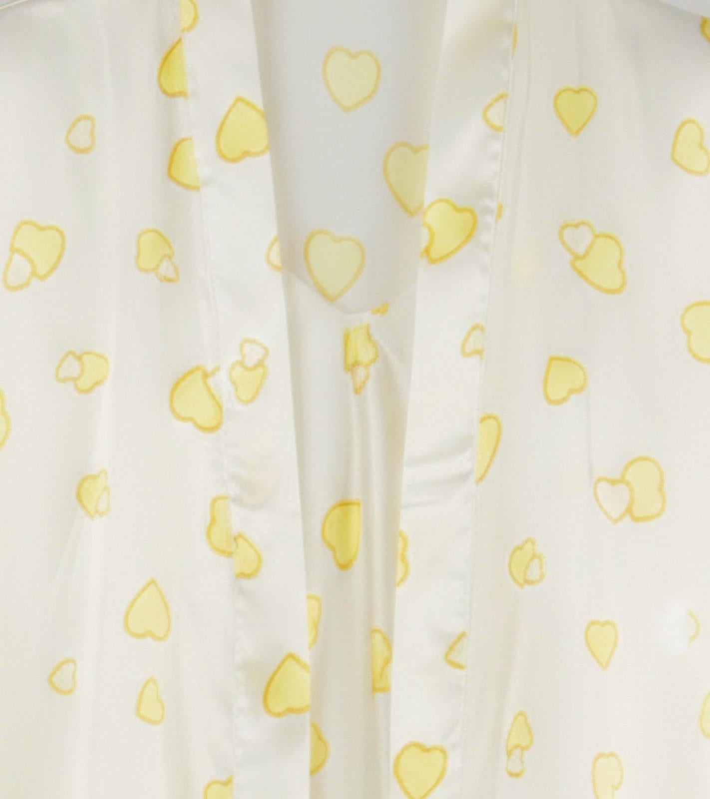 Eternia® Sunny Hearts Nightdress & Robe Set – All-Over Heart Print – Ivory Yellow – Free Size