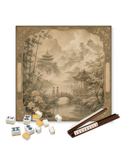 Premsons® Evening in the Bamboo Forest Mahjong Table Mat – Premium Anti-Slip Square Gaming & Decorative Mat - 23 x 23 inch - Versatile Non-Slip Play Surface