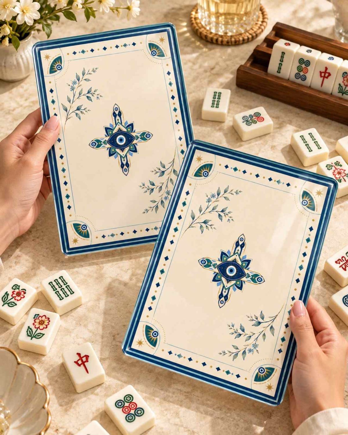 Premsons® Mahjong Shufflers Set of 2, Evil Eye, 5.25 x 7.75 Inch
