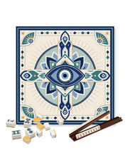 Premsons® Evil Eye Mahjong Table Mat – Premium Anti-Slip Square Gaming & Decorative Mat - 23 x 23 inch - Versatile Non-Slip Play Surface