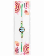 Premsons® Fancy Peacock Rakhi – Blue Enamel & Green Crystal Beads