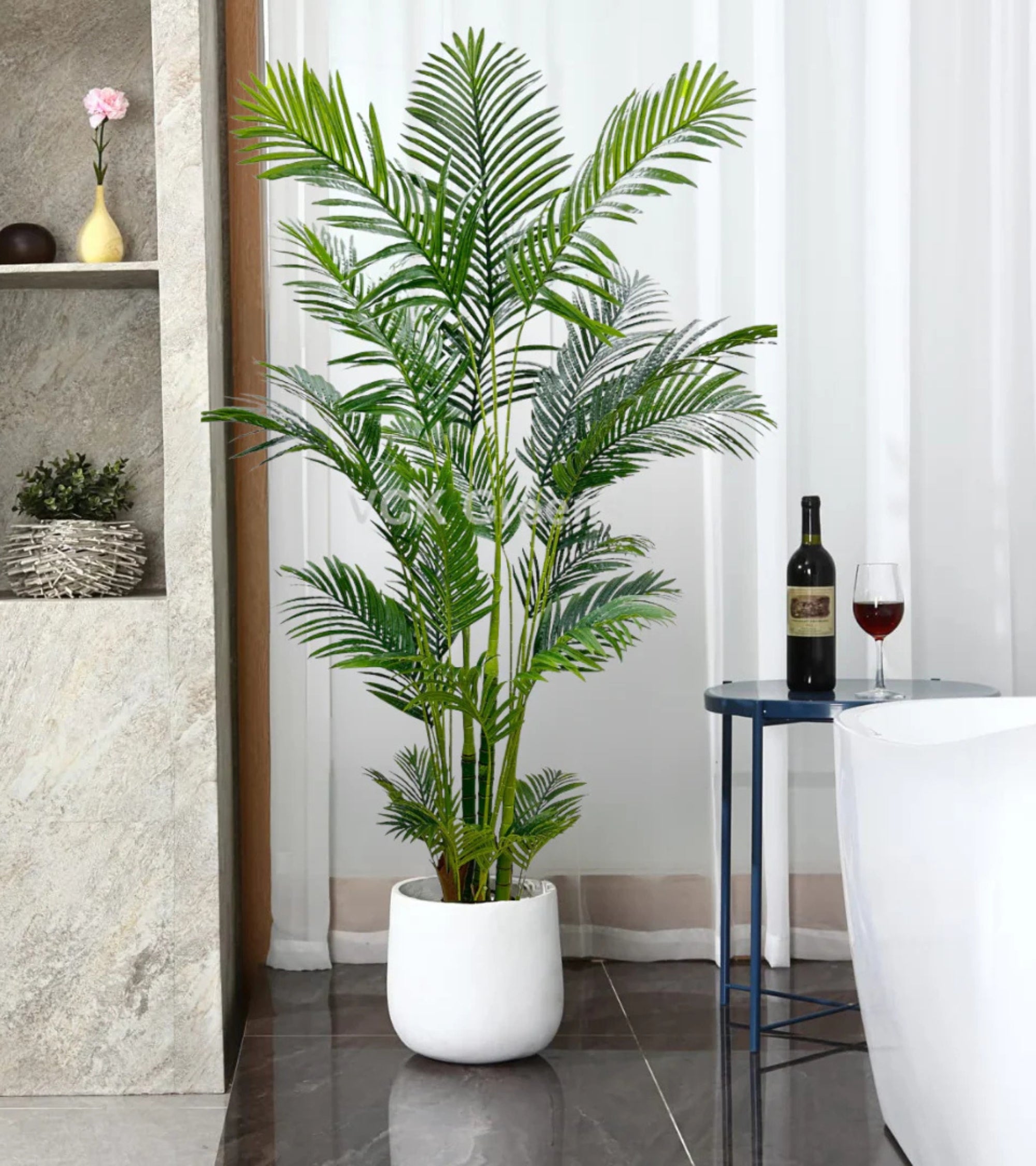 Premsons® Artificial Areca Palm Plant – 5.5 ft Tall Faux Green Indoor Tree with Decorative Pot | Realistic No-Maintece Plant for Living Room, Office, Balcony & Hallway Décor