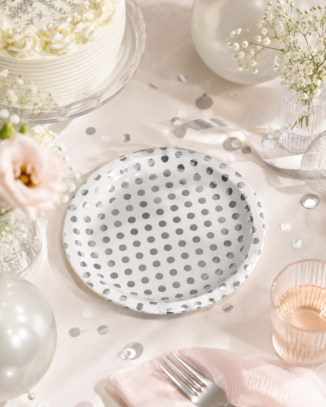 Premsons® Gold & Silver Polka Dot Party Plates – Elegant Disposable Plates for Birthdays, Parties & Celebrations (Set of 10) (Pack of 2)