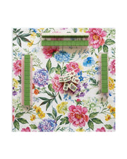 Premsons® Floral Bloom Mahjong Mat – Luxury Padded Mahjong Table Cover with Watercolor Peony & Hydrangea Garden Design, Foldable Non-Slip Gaming Surface