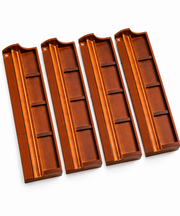 Set of 4 wooden mahjong tile holders with magnetic pusher, open long slots