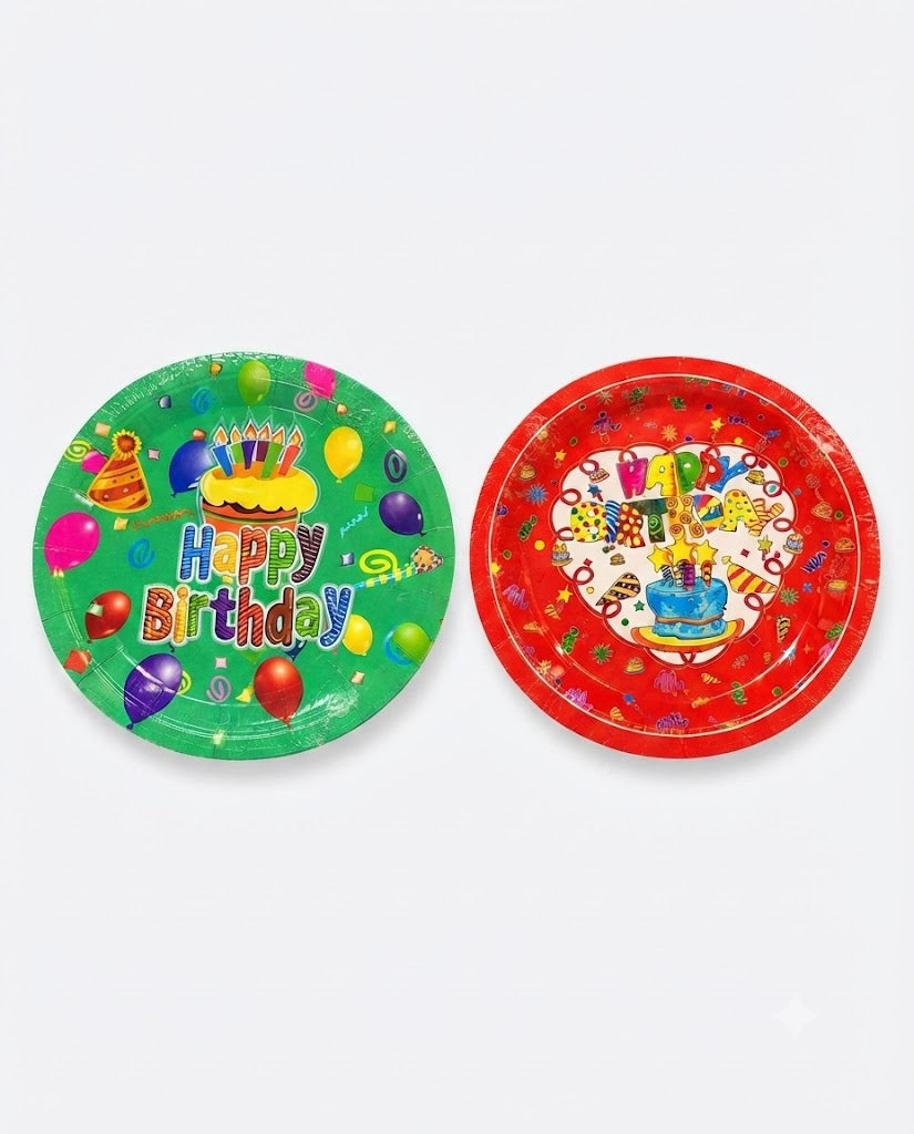Premsons® Happy Birthday Party Plates – Colourful Disposable Celebration Plates (set of 10) (pack of 2)