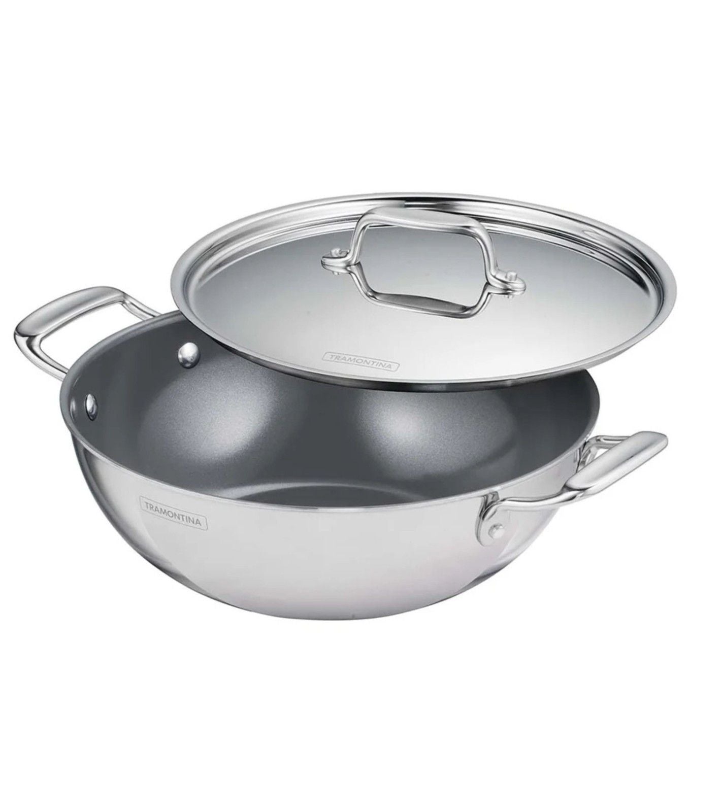 Fusao EX+ 26cm Triply Ceramic Kadai with SS Lid